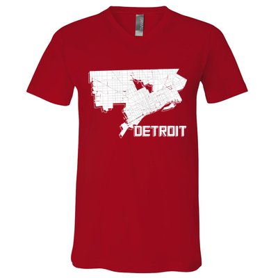 Detroit Illustration Map V-Neck T-Shirt