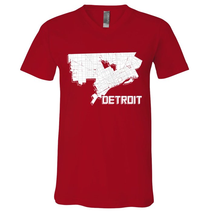 Detroit Illustration Map V-Neck T-Shirt