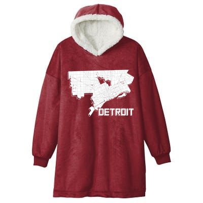 Detroit Illustration Map Hooded Wearable Blanket