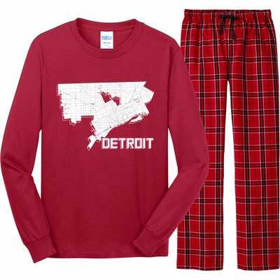 Detroit Illustration Map Long Sleeve Pajama Set