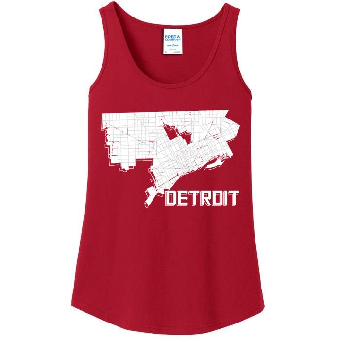 Detroit Illustration Map Ladies Essential Tank