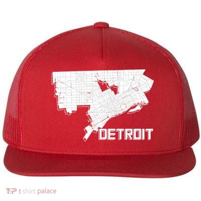 Detroit Illustration Map Flat Bill Trucker Hat