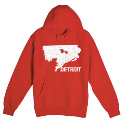 Detroit Illustration Map Premium Pullover Hoodie