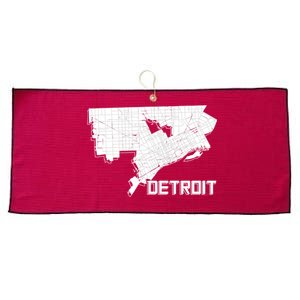 Detroit Illustration Map Large Microfiber Waffle Golf Towel