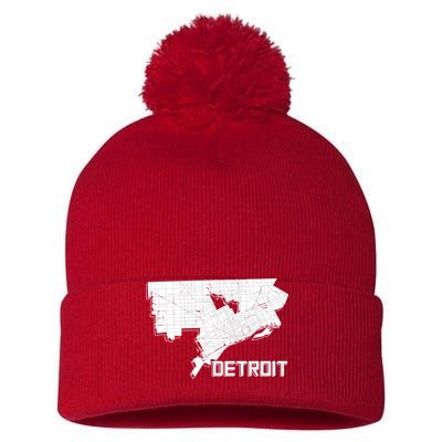 Detroit Illustration Map Pom Pom 12in Knit Beanie