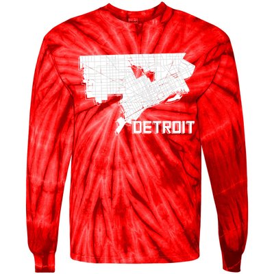 Detroit Illustration Map Tie-Dye Long Sleeve Shirt