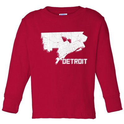 Detroit Illustration Map Toddler Long Sleeve Shirt