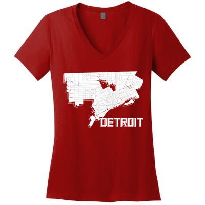 Detroit Illustration Map Women's V-Neck T-Shirt