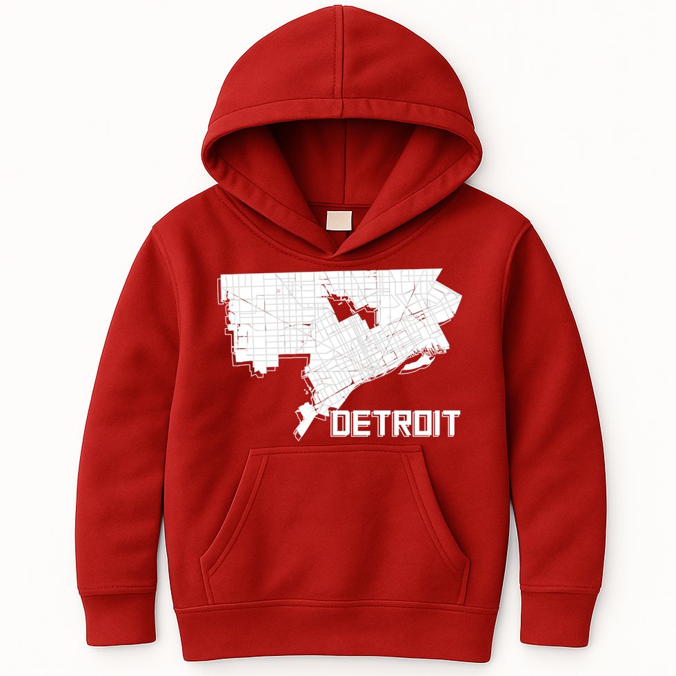 Detroit Illustration Map Kids Hoodie