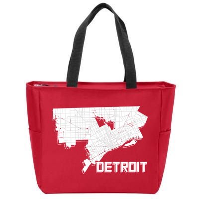 Detroit Illustration Map Zip Tote Bag