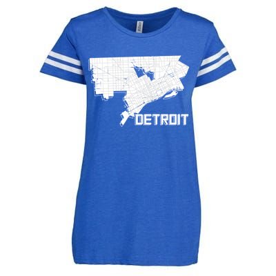 Detroit Illustration Map Enza Ladies Jersey Football T-Shirt