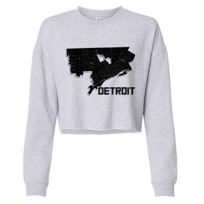 Detroit Illustration Map Cropped Pullover Crew