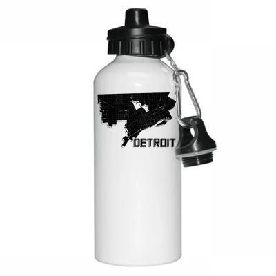 Detroit Illustration Map Aluminum Water Bottle