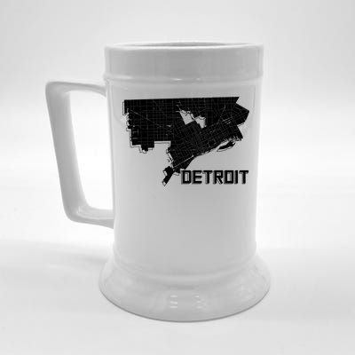 Detroit Illustration Map Beer Stein