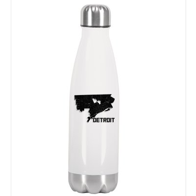 Detroit Illustration Map Stainless Steel Insulated Water Bottle