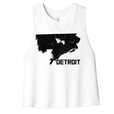 Detroit Illustration Map Women's Racerback Cropped Tank