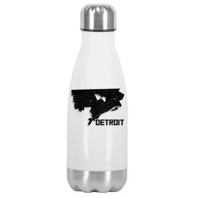 Detroit Illustration Map Stainless Steel Insulated Water Bottle