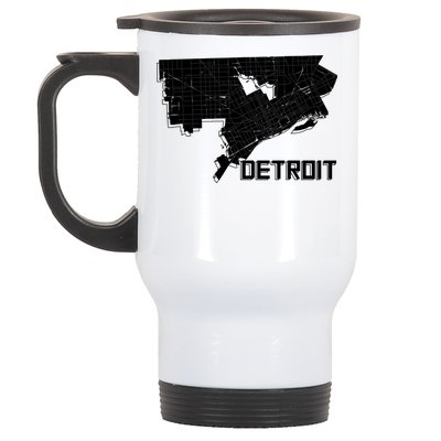 Detroit Illustration Map Stainless Steel Travel Mug