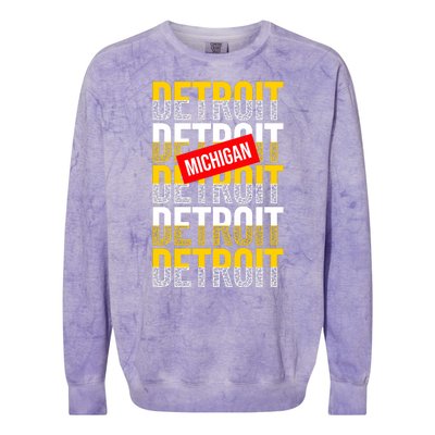 Detroit Michigan Typography Colorblast Crewneck Sweatshirt