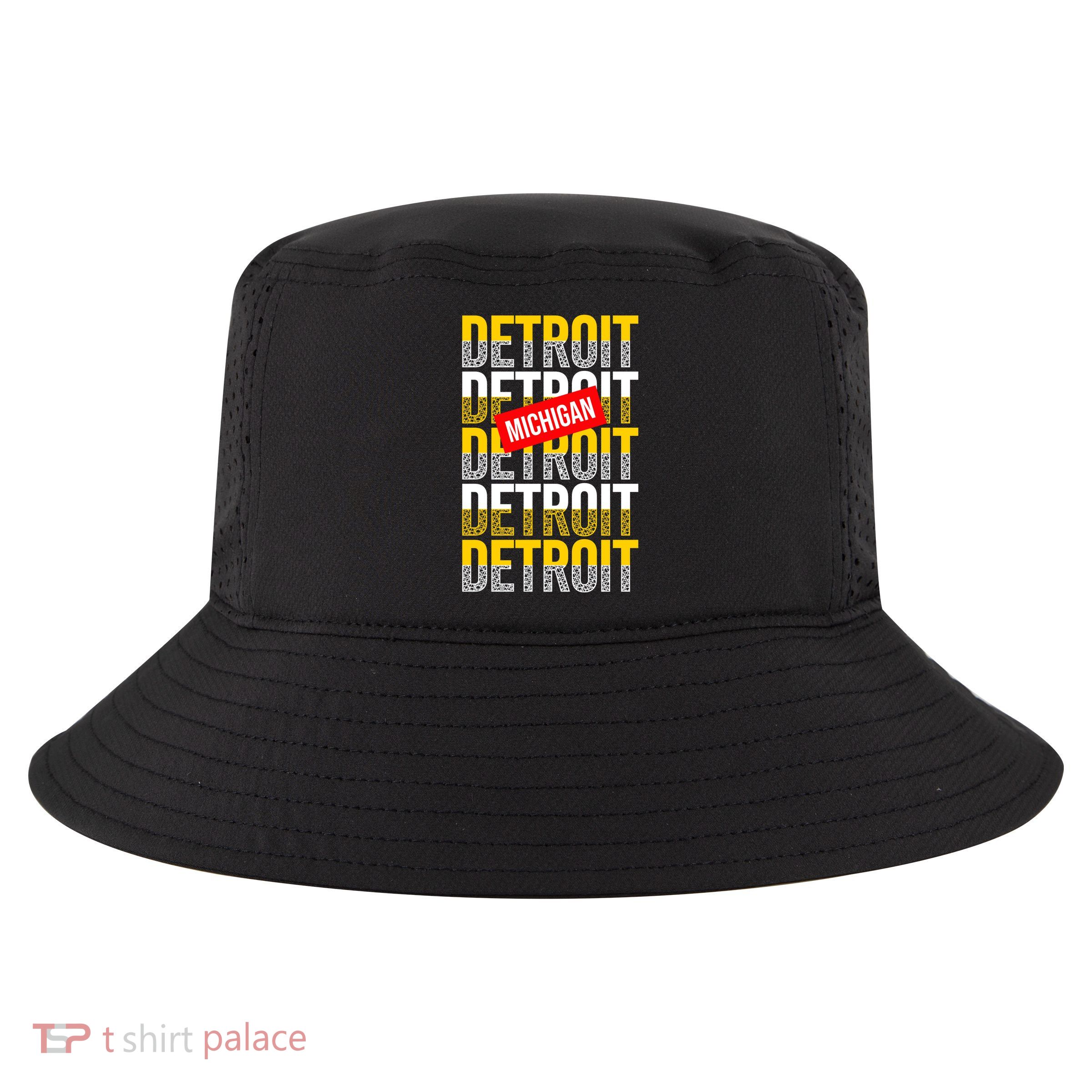 Detroit Michigan Typography Cool Comfort Performance Bucket Hat
