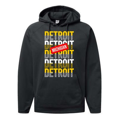 Detroit Michigan Typography Performance Fleece Hoodie