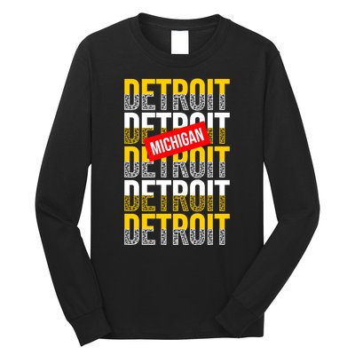 Detroit Michigan Typography Long Sleeve Shirt