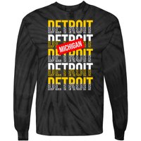 Detroit Michigan Typography Tie-Dye Long Sleeve Shirt