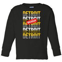 Detroit Michigan Typography Toddler Long Sleeve Shirt