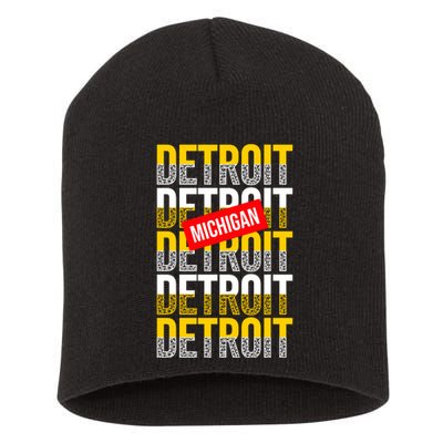 Detroit Michigan Typography Short Acrylic Beanie