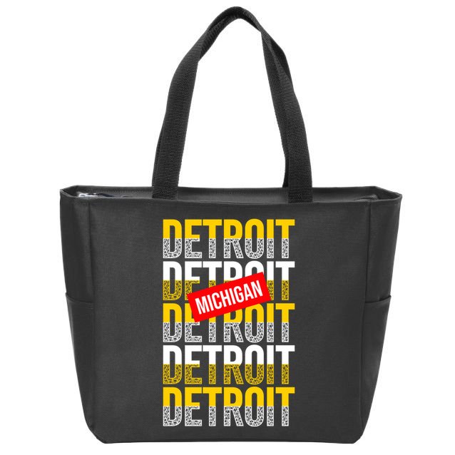 Detroit Michigan Typography Zip Tote Bag