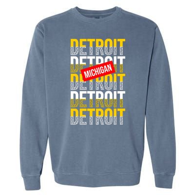 Detroit Michigan Typography Garment-Dyed Sweatshirt