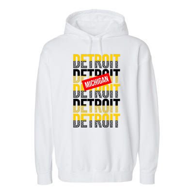 Detroit Michigan Typography Garment-Dyed Fleece Hoodie