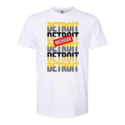 Detroit Michigan Typography Softstyle CVC T-Shirt