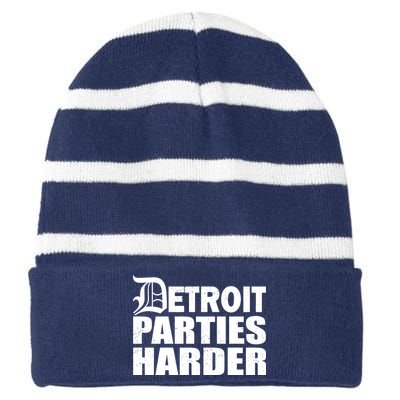 Detroit Parties Harder Striped Beanie with Solid Band