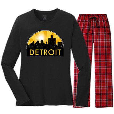 Detroit Record Logo Women's Long Sleeve Flannel Pajama Set 