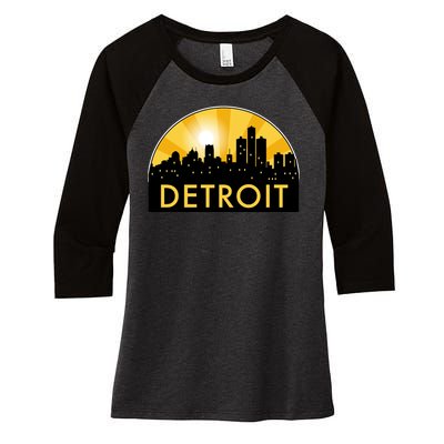 Detroit Record Logo Women's Tri-Blend 3/4-Sleeve Raglan Shirt