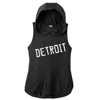 Detroit Retro Grunge Ladies PosiCharge Tri-Blend Wicking Draft Hoodie Tank