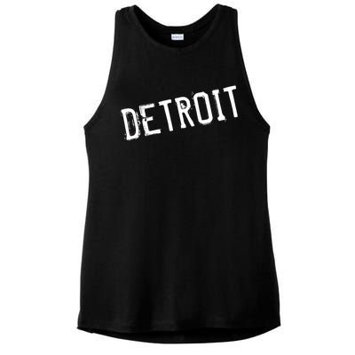 Detroit Retro Grunge Ladies PosiCharge Tri-Blend Wicking Tank