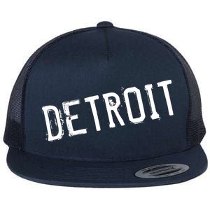 Detroit Retro Grunge Flat Bill Trucker Hat