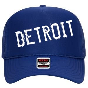 Detroit Retro Grunge High Crown Mesh Back Trucker Hat