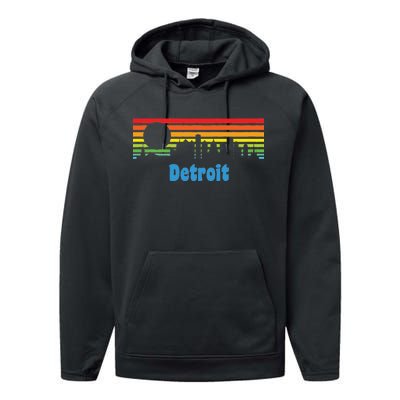 Detroit Retro Skyline Performance Fleece Hoodie