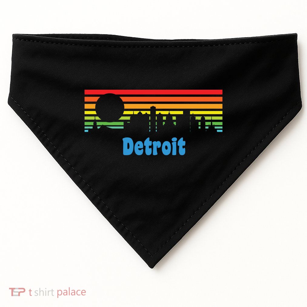 Detroit Retro Skyline USA-Made Doggie Bandana