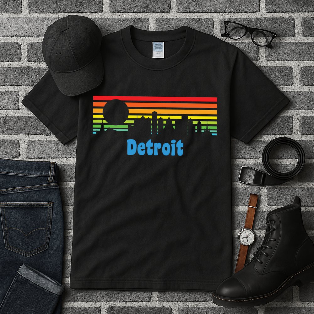 Detroit Retro Skyline Tall T-Shirt