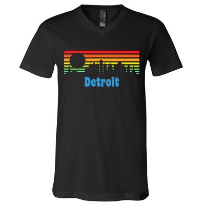Detroit Retro Skyline V-Neck T-Shirt