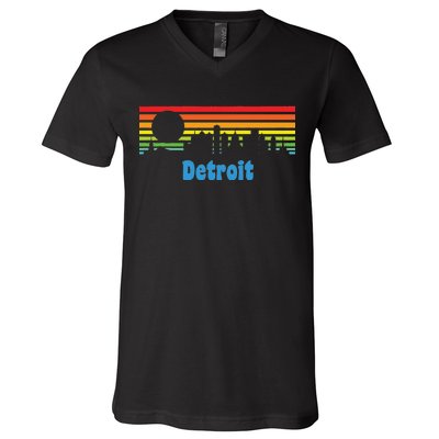 Detroit Retro Skyline V-Neck T-Shirt