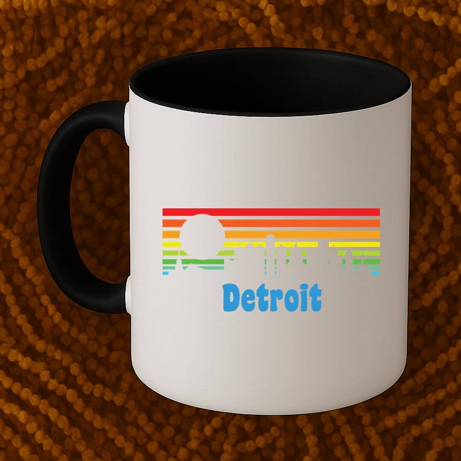 Detroit Retro Skyline Mug