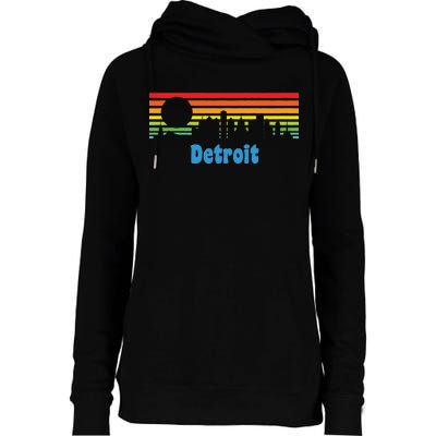 Detroit Retro Skyline Womens Funnel Neck Pullover Hood