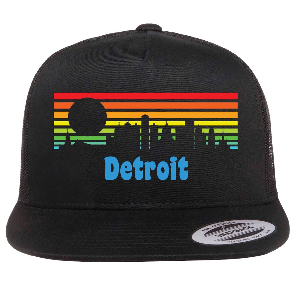 Detroit Retro Skyline Flat Bill Trucker Hat