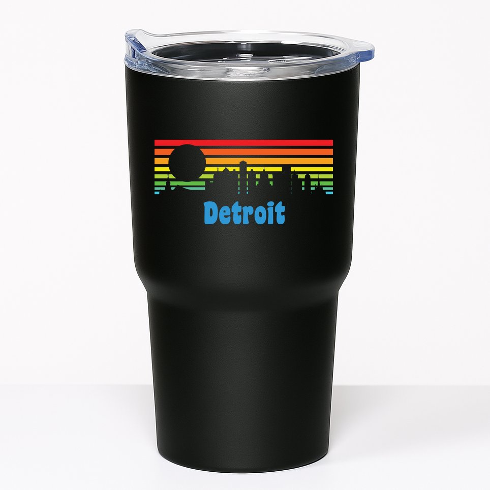 Detroit Retro Skyline Tumbler