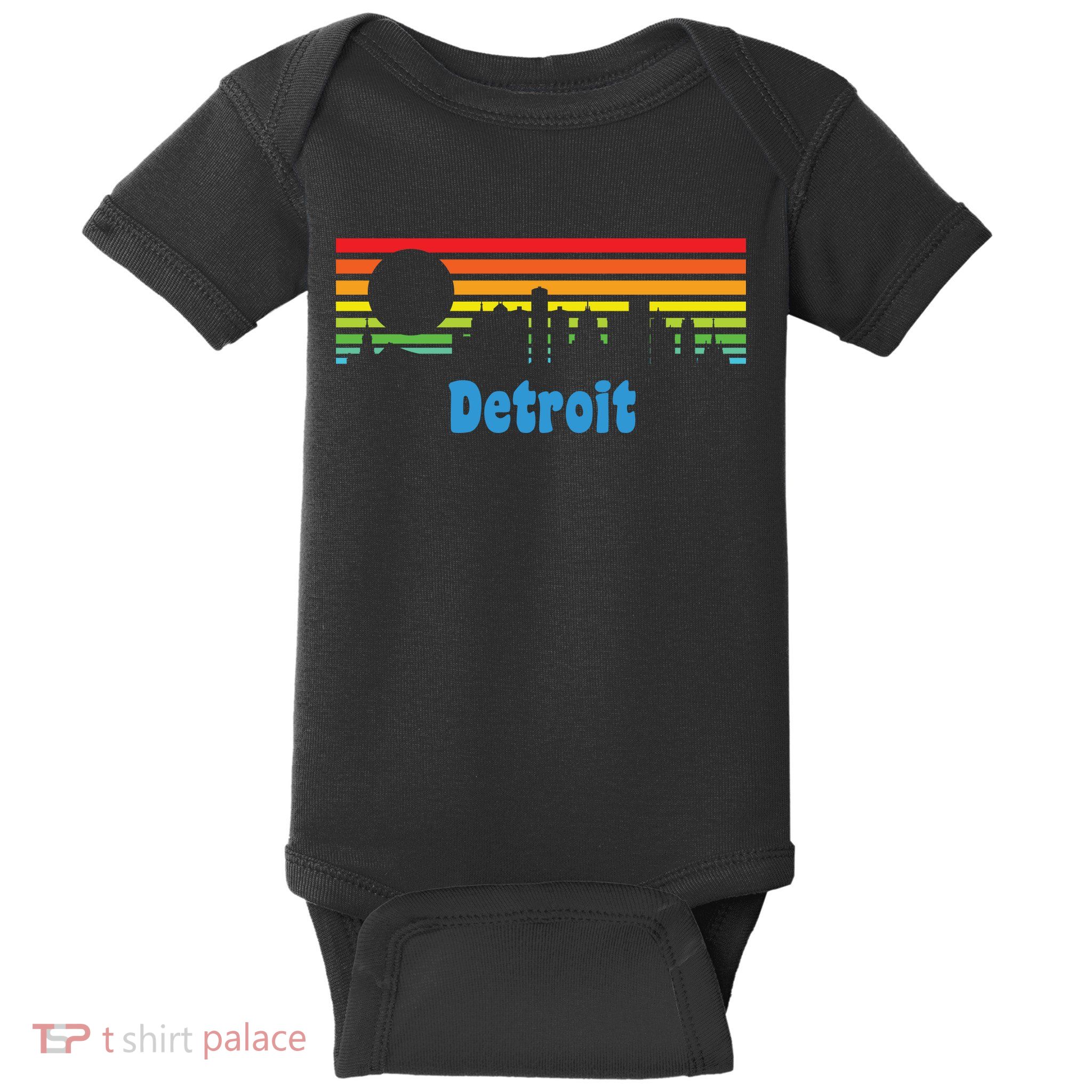 Detroit Retro Skyline Baby Bodysuit